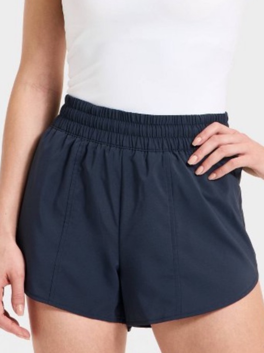 all in motion navy blue woven mid rise run shorts 3" nwt x